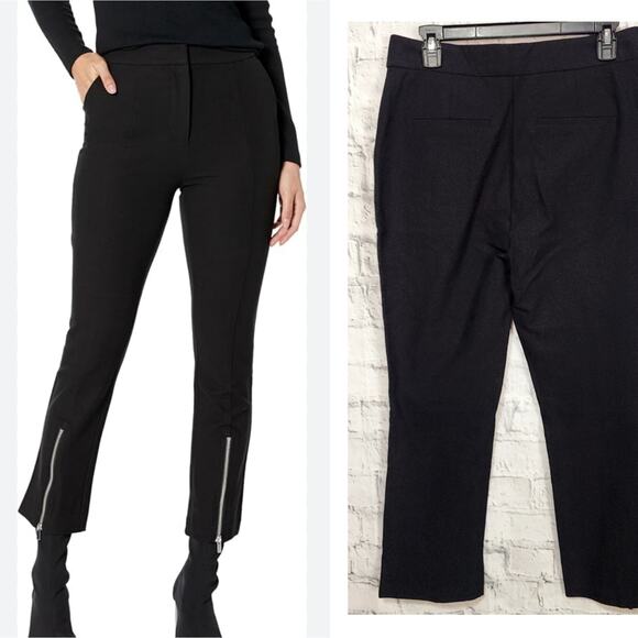 Derek Lam zipper split hem pants Sz 10 black ankle casual A38C - Picture 1 of 5